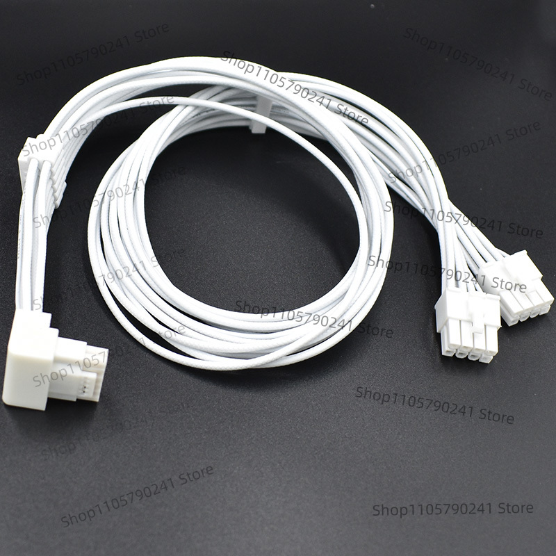 Dual 8Pin To 16Pin 12Vhpwr Cable - كابل أبيض بنمط مضفر 16AWG لـ